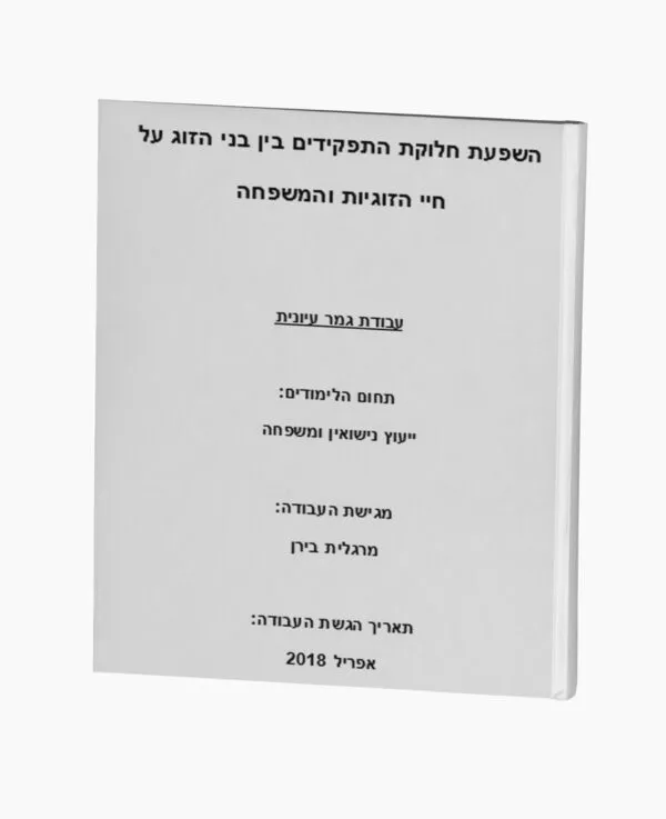 השפעת חלוקת התפקידים בין בני הזוג על חיי הזוגיות